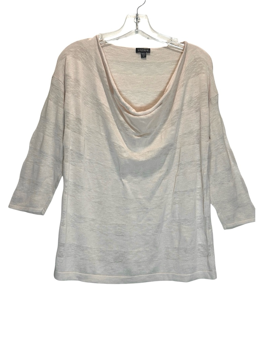 Lilla P Pale Pink Lightweight Pullover Striped Textured Sweater - Medium